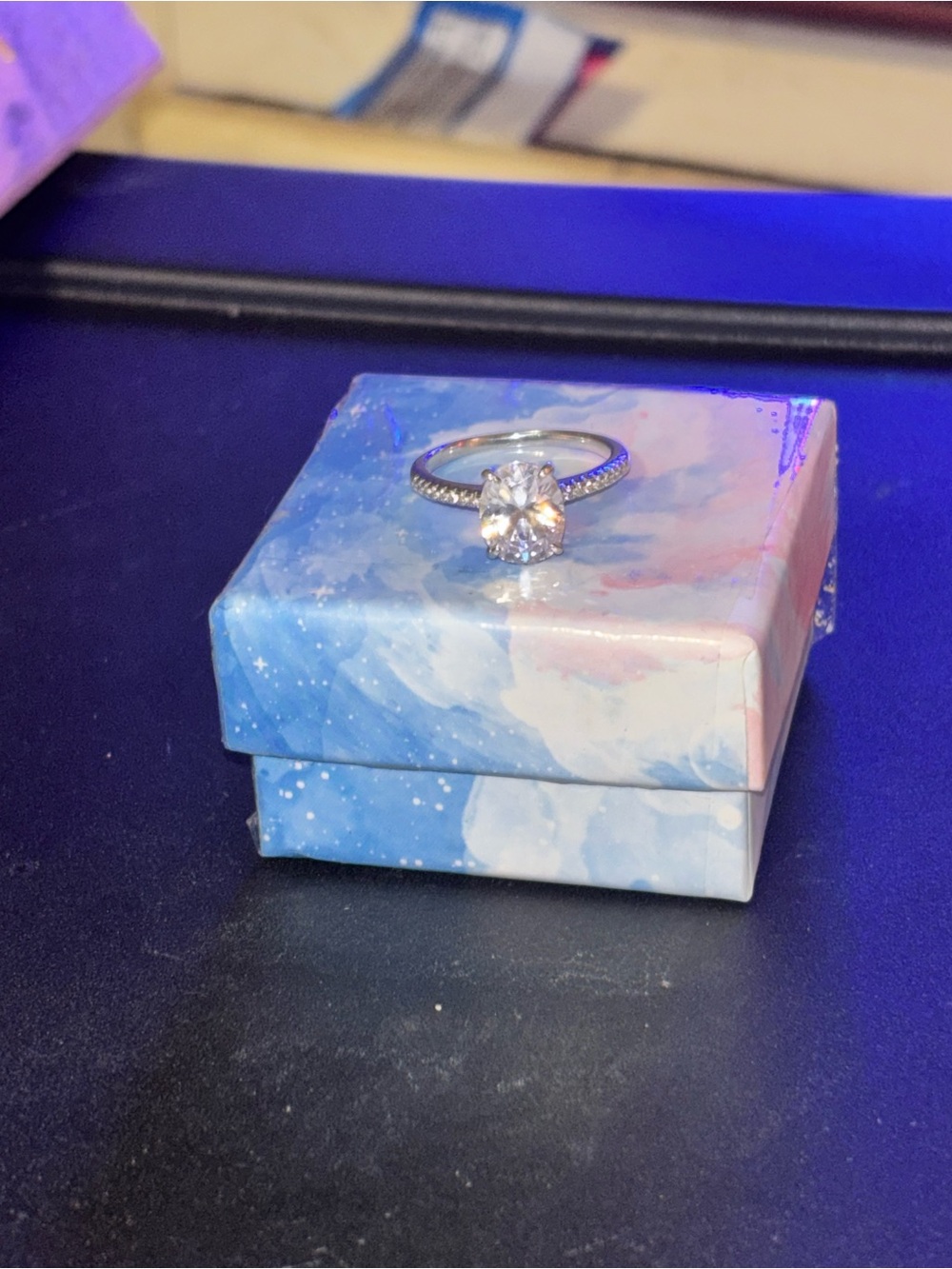 Silver Solitaire Cubic Zirconia Engagement Ring - Clear Sparkle